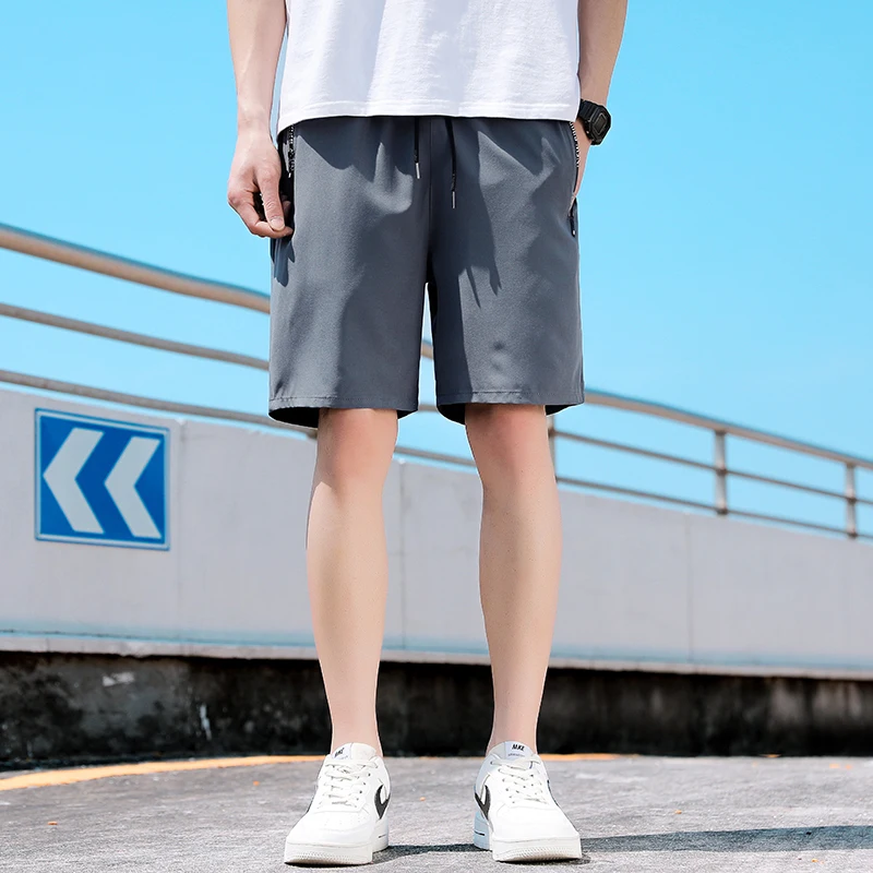 

Summer Fashion Ice Silk Men's Five Inch Shorts Lightweight Breathable Fast Drying Outdoor Sports and Leisure Versatile Shorts
