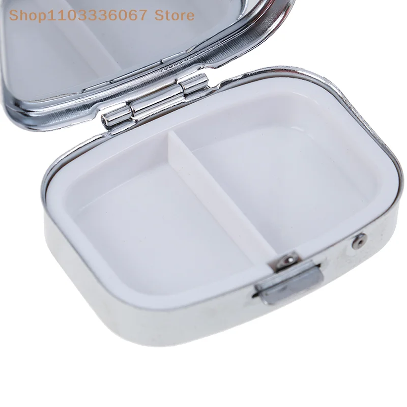 【HM】1Pc small metal round rectangular silver tablet pill box container medicine case