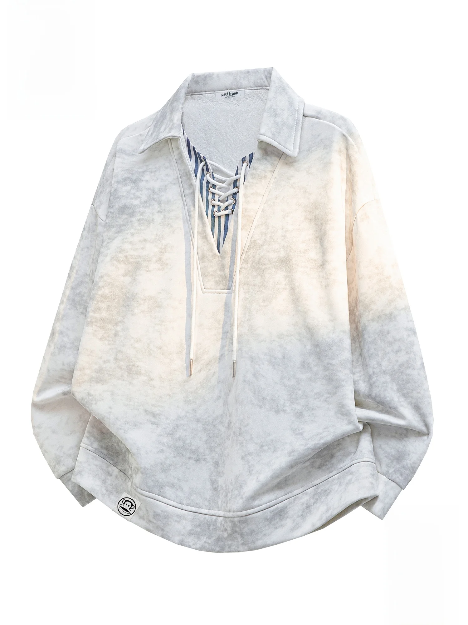 

PaulFrank Monkey Design Patchwork Collar Sweatirt Men's American Sle Tie Dye Casual Top Spring Season Polyester Fiber