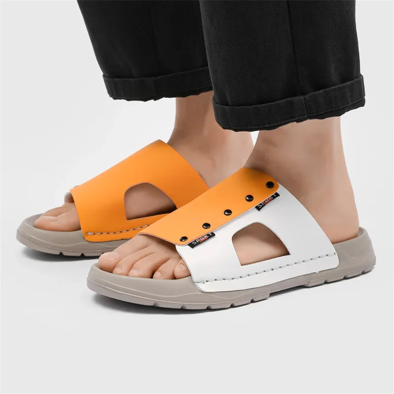 Zapatillas de verano para hombre, sandalias informales de playa, chanclas de suela suave a la moda, talla grande 44