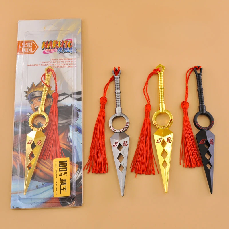 5.5inch Game Naruto Kunai Tricolor with Red Tassel Metal Craft Model Collectible Anime Naruto Prop Cosplay Namikaze Minato Toys