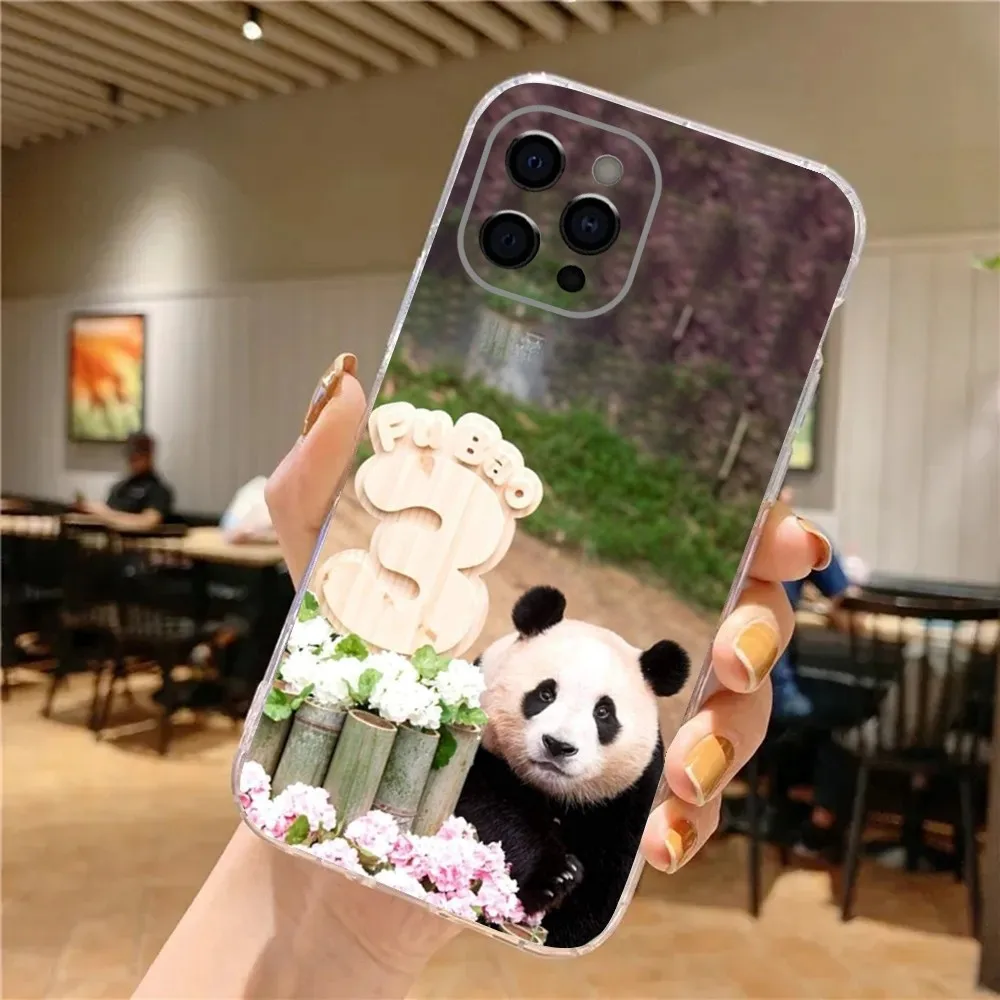 Fubao panda Animal Phone Case For iPhone 15,14,13,12,11 Plus,Pro,Max,XR,XS,X,7,8 Plus,SE,Mini Transparent Soft Cover