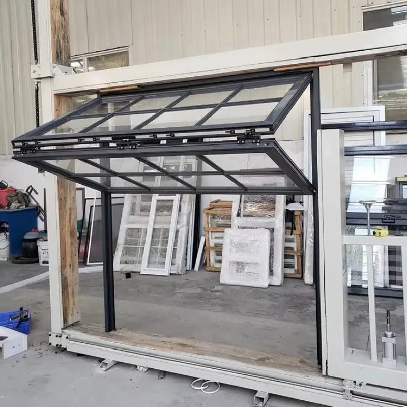 

Double Aluminium Folding Patio Window Bespoke Aluminium Double Folding Kitchen Window with Top Folding Glazing