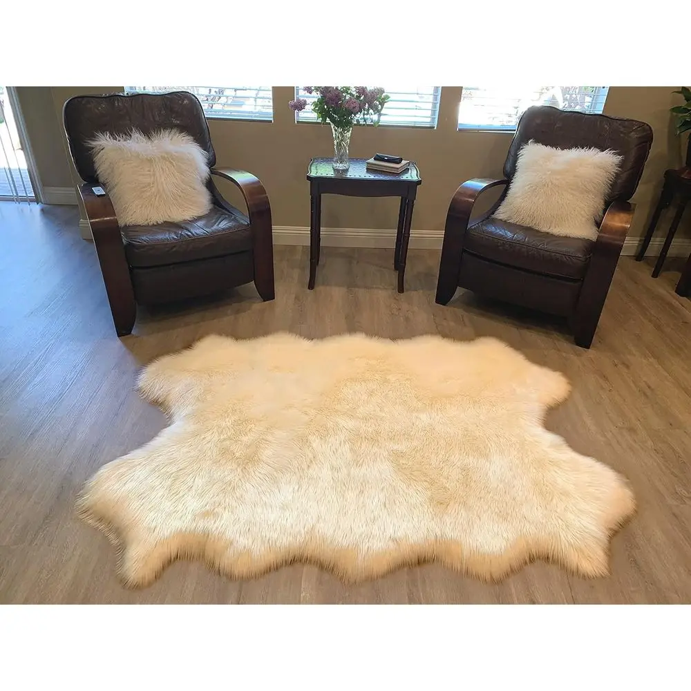 

Superior Hypoallergenic Silky Shag Rug, Ideal for Living and Kids Rooms, 4 Pelts, 4'x6', Cream