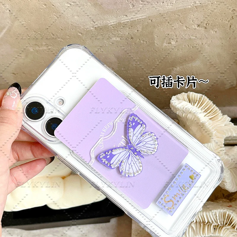 Vlinder Kaart Stijl Telefoon Case Voor POCO X7 X6 X5 Pro X3 NFC Xiaomi 14T 13T 12T 12 11 Lite Schokbestendig Transparante Kaart Tas