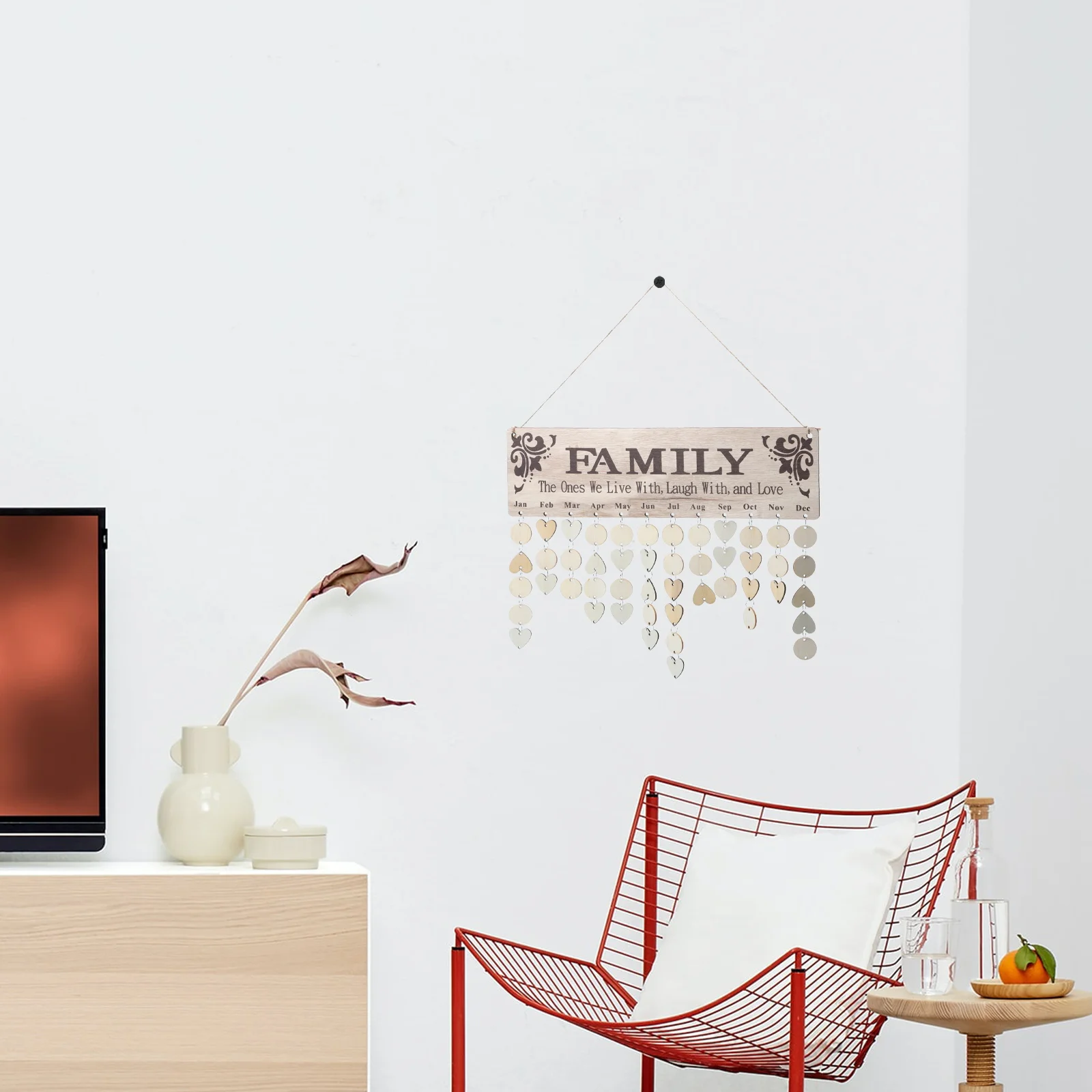 

Natural Calendar Listing DIY Birthday Reminder Household Wall Hanging Grey Office