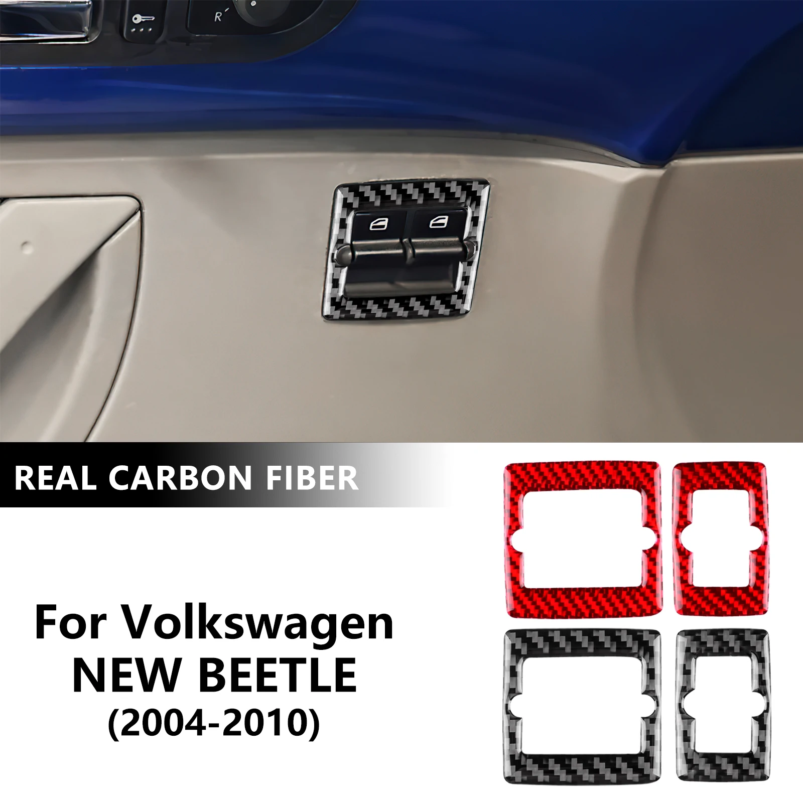 Real Soft Carbon Fiber Sticker For Volkswagen New Beetle Coupé Only 2004 2005 2006 2007 2008 2009 2010 Car Window Lift Trim