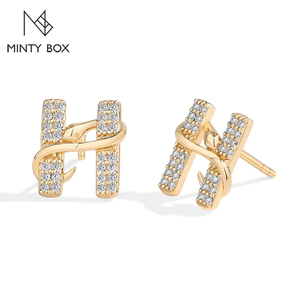 

MINTYBOX S925 серьги-гвоздики из стерлингового серебра с муассанитом для женщин, серьги-гвоздики с буквой H, лабораторные серьги с бриллиантами, подарок на день рождения, свадебные украшения