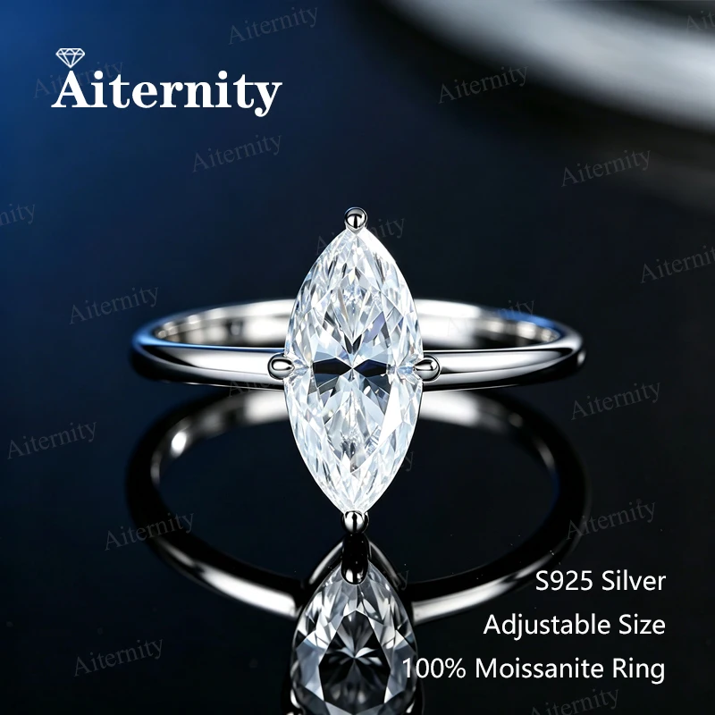 Marquise Cut Adjustable Rings Moissanite Pass Diamond Tester With GRA Certificate S925 Sterling Silver Radiant Pear Rings