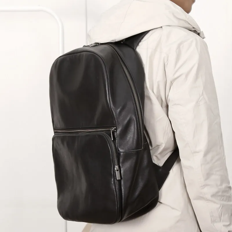 Bolso para hombre, mochila de piel de vaca, bolso de cuero, tendencia de moda europea y americana, mochila para ordenador, bolso multifuncional, Mochilas