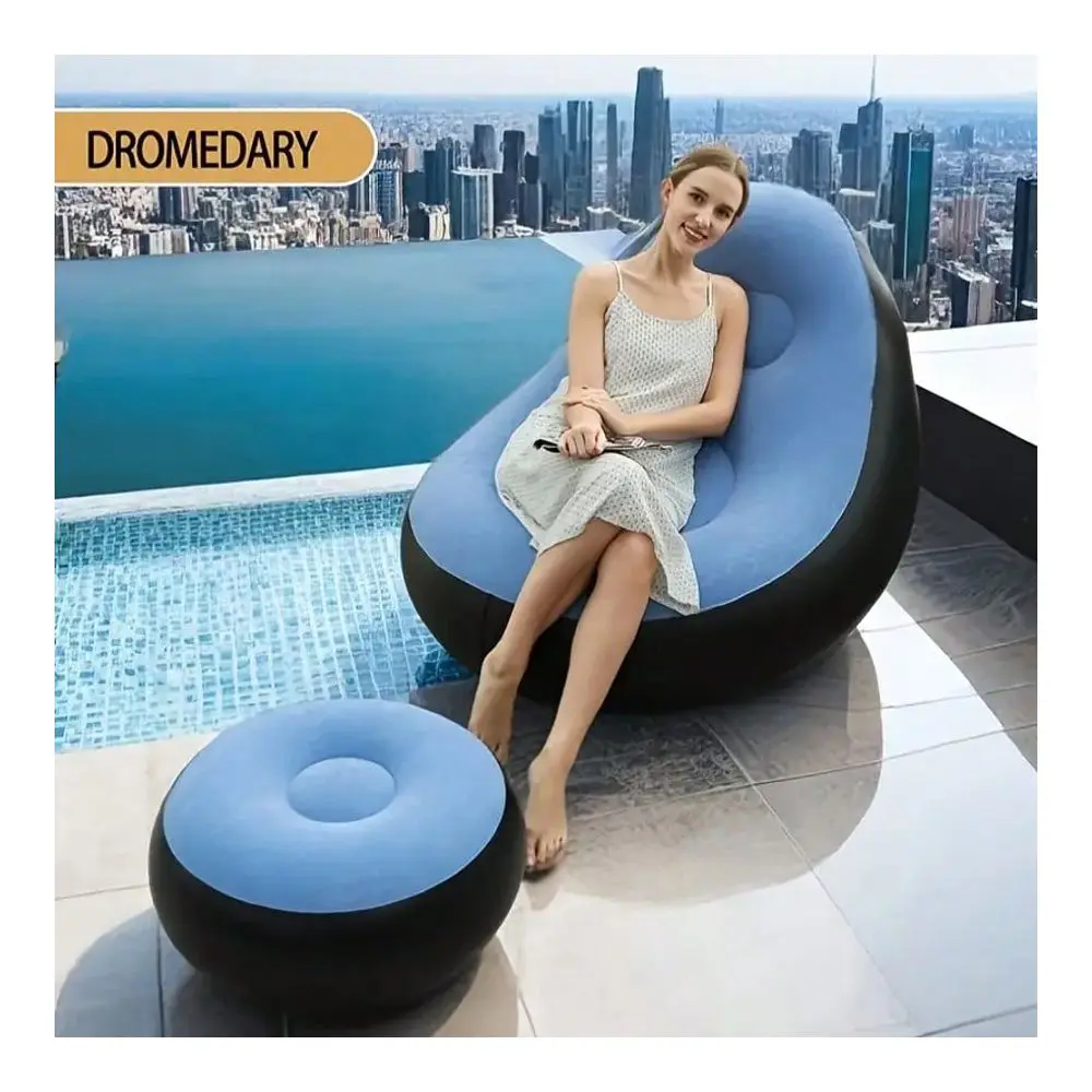 

Inflatable Lounge Chair, Foldable Portable Lazy Sofa With Footstool, Lazy Plush Lounge Chair With Air Sofa, Indoor Living Room