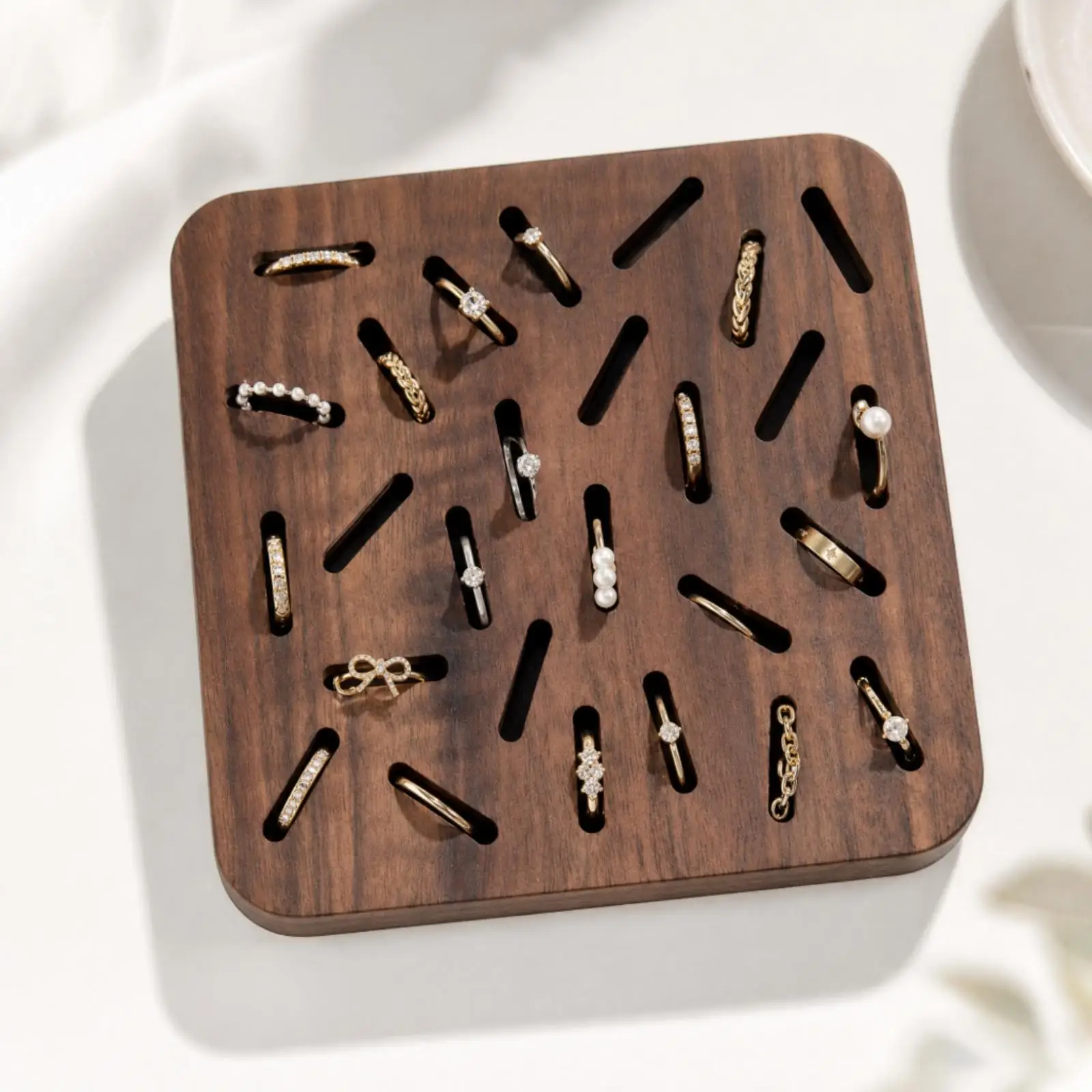 Square Jewelry Display Tray with Rounded Corners 15 Cm Jewelry Display Tray with Rounded Corners Compact Flat