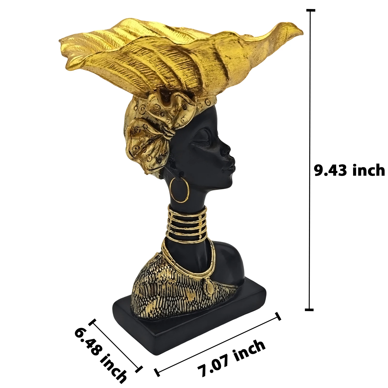 التماثيل الأفريقية تمثال المرأة القبلية ، 9.5 "الراتنج الشكل تمثال نصفي لديكور المنزل ، غرفة المعيشة/الطاولة/رف الكتب/طاولات القهوة