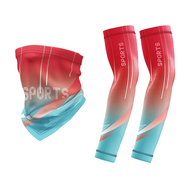Ice Silk Cooling Arm Sleeves with Neck Gaiter UV Protection Breathable Outdoor Sports Cover for Men Cycling Motorcycle