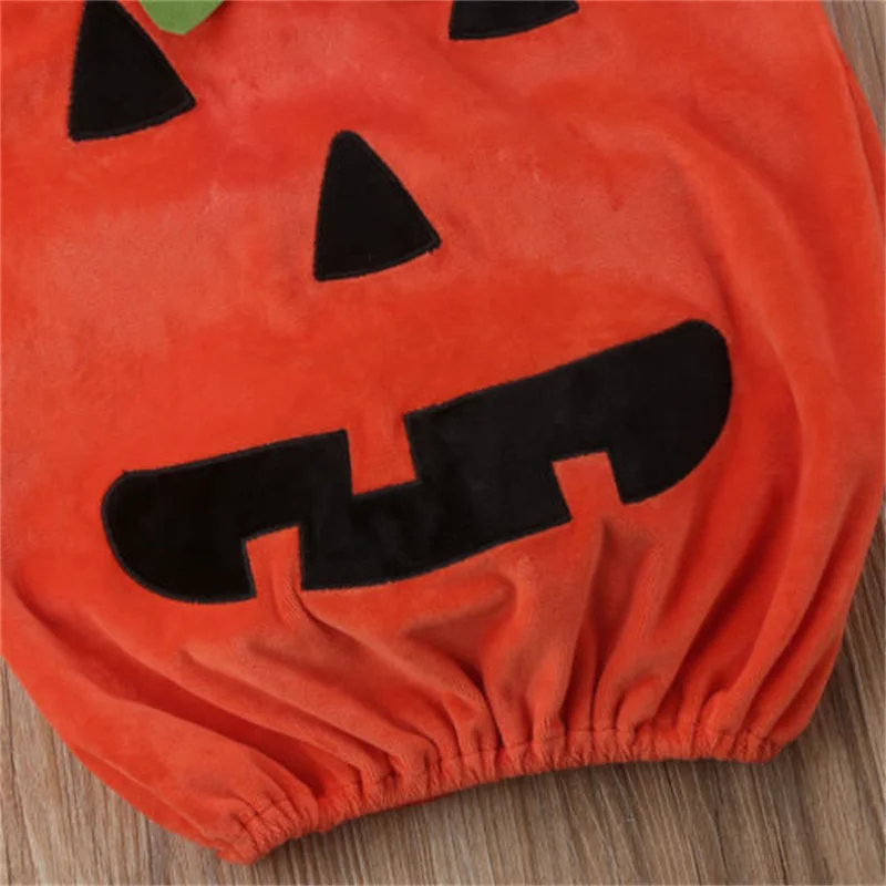 Infant Baby Boys Girls Halloween Pumpkin Costume Hooded Romper Jumpsuit Outfits Dress Up Set