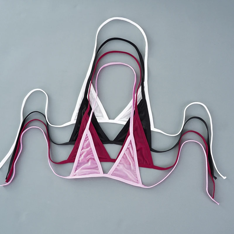 Sexy mini podprsenky bez kostic, ultratenká síťovaná podprsenka bez podšívky, černá, průhledná, 2 kusy, dámské exotické spodní prádlo - náhled 4