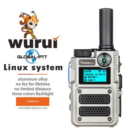 Wurui K500 Military global-ptt（no fee） POC walkie talkie 4G long range radios Two way radio Phone Police Global intercom