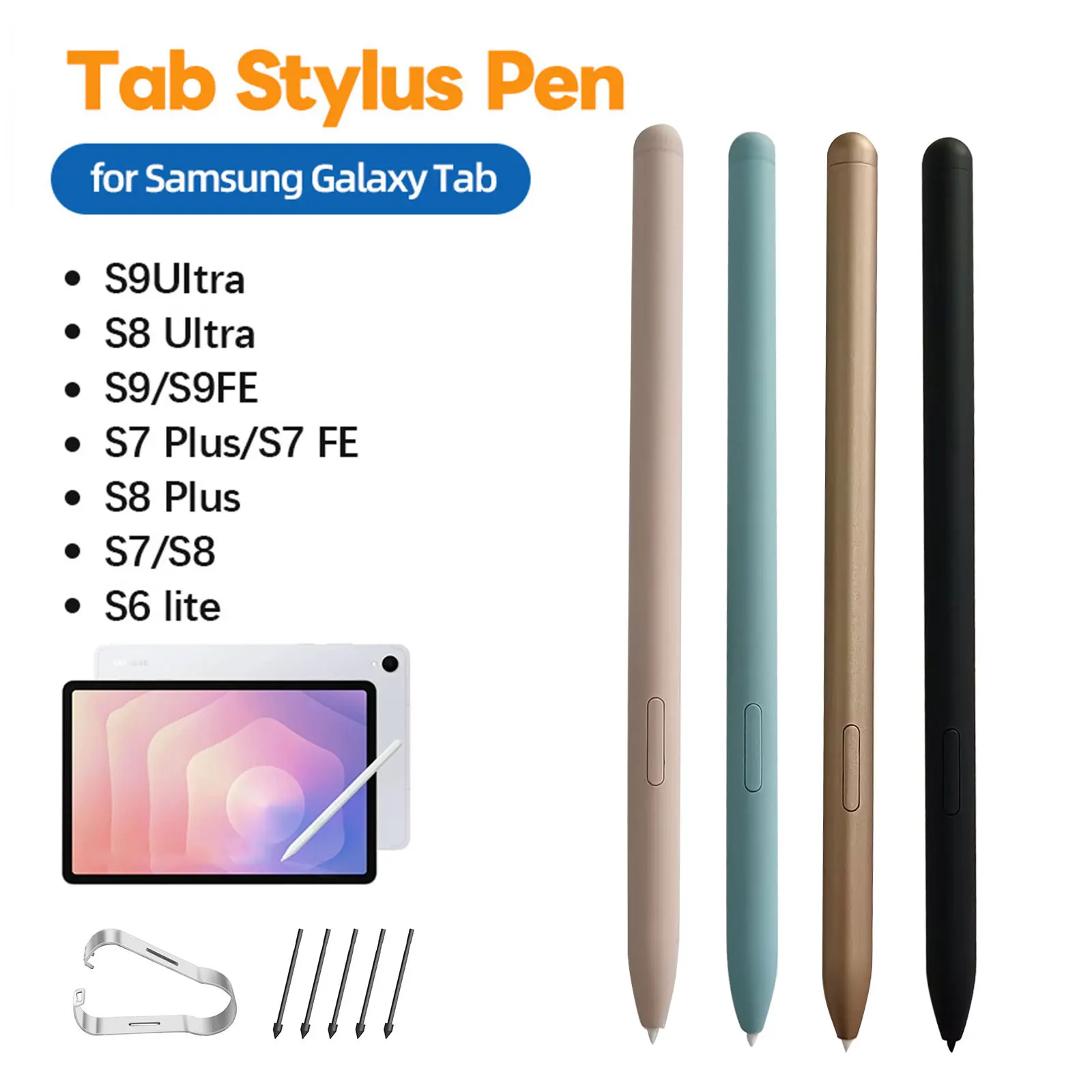 Stylus Pen Touch Pencil S Pen For Samsung Galaxy Tablet Tab S8 S9 S9FE S7 FE S6 Lite Touch Pen Without Bluetooth