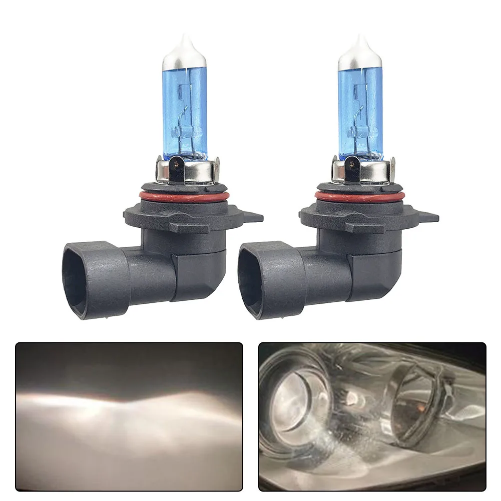 2Pcs Car Headlights Blue 9005 Halogen Bulb Beam Daytime Running Light White Lamp 100W 12V-24V DC