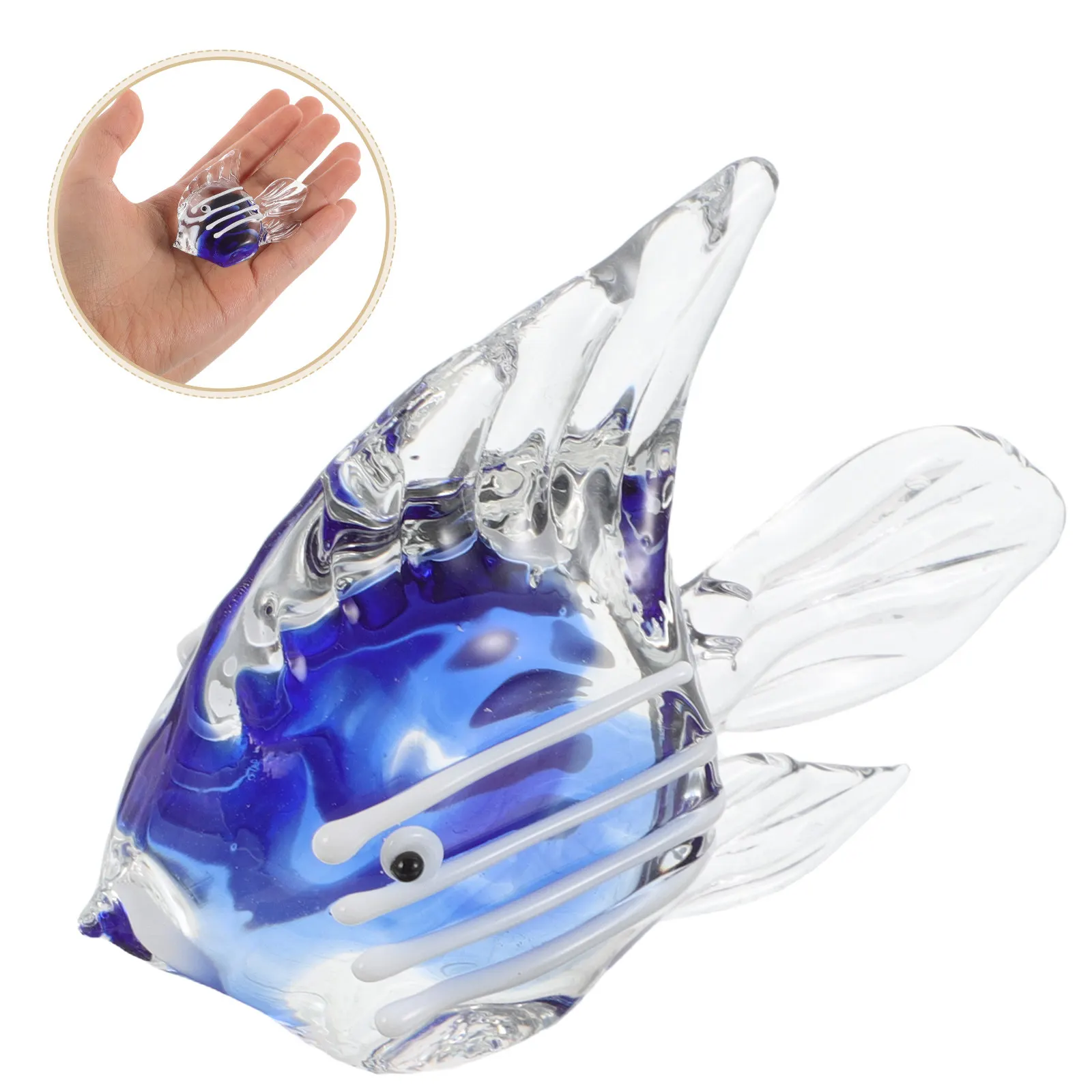 Ocean Themed Glass Fish Decor Hand Blown Crystal Art Nautical Table Centerpiece Coastal Home Office Decoration