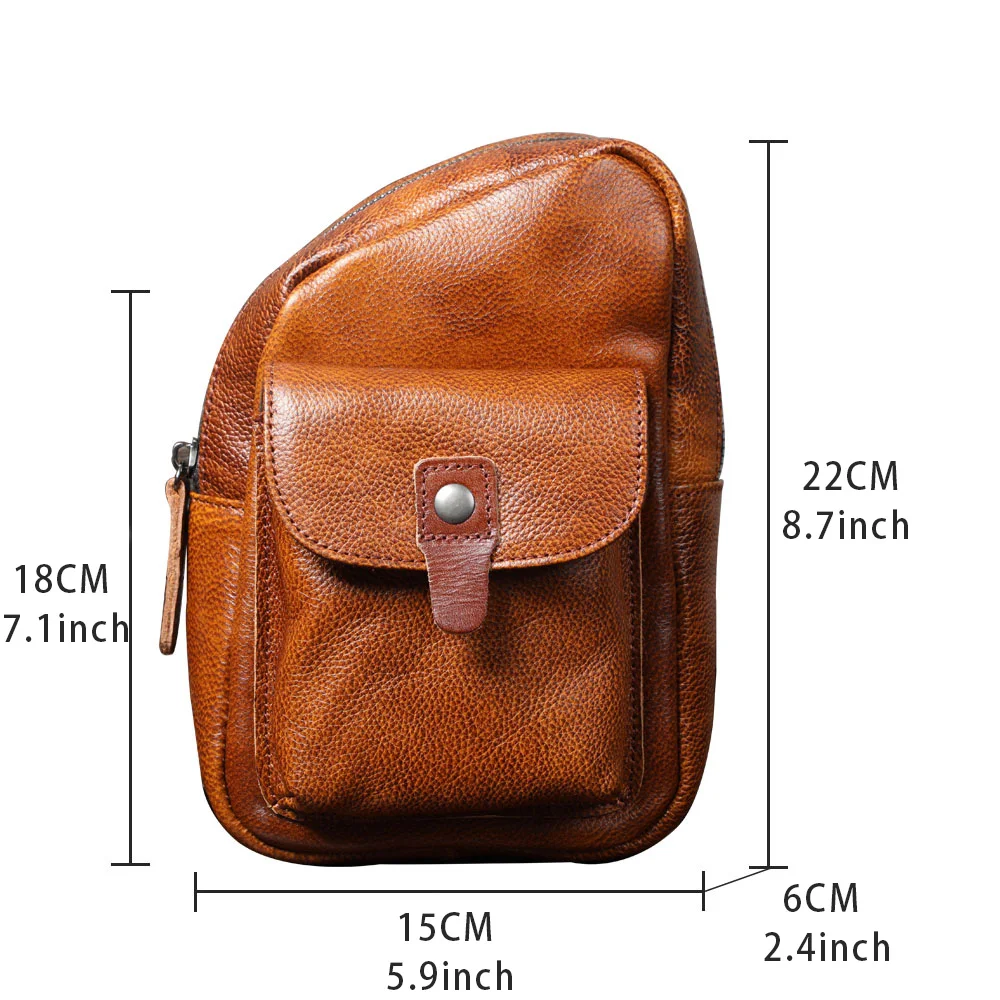 S.WORKER Handgefertigte Herren-Brusttasche aus Vollnarbenleder, Modische Umhängetasche für Telefon und Schlüssel – Detail 3
