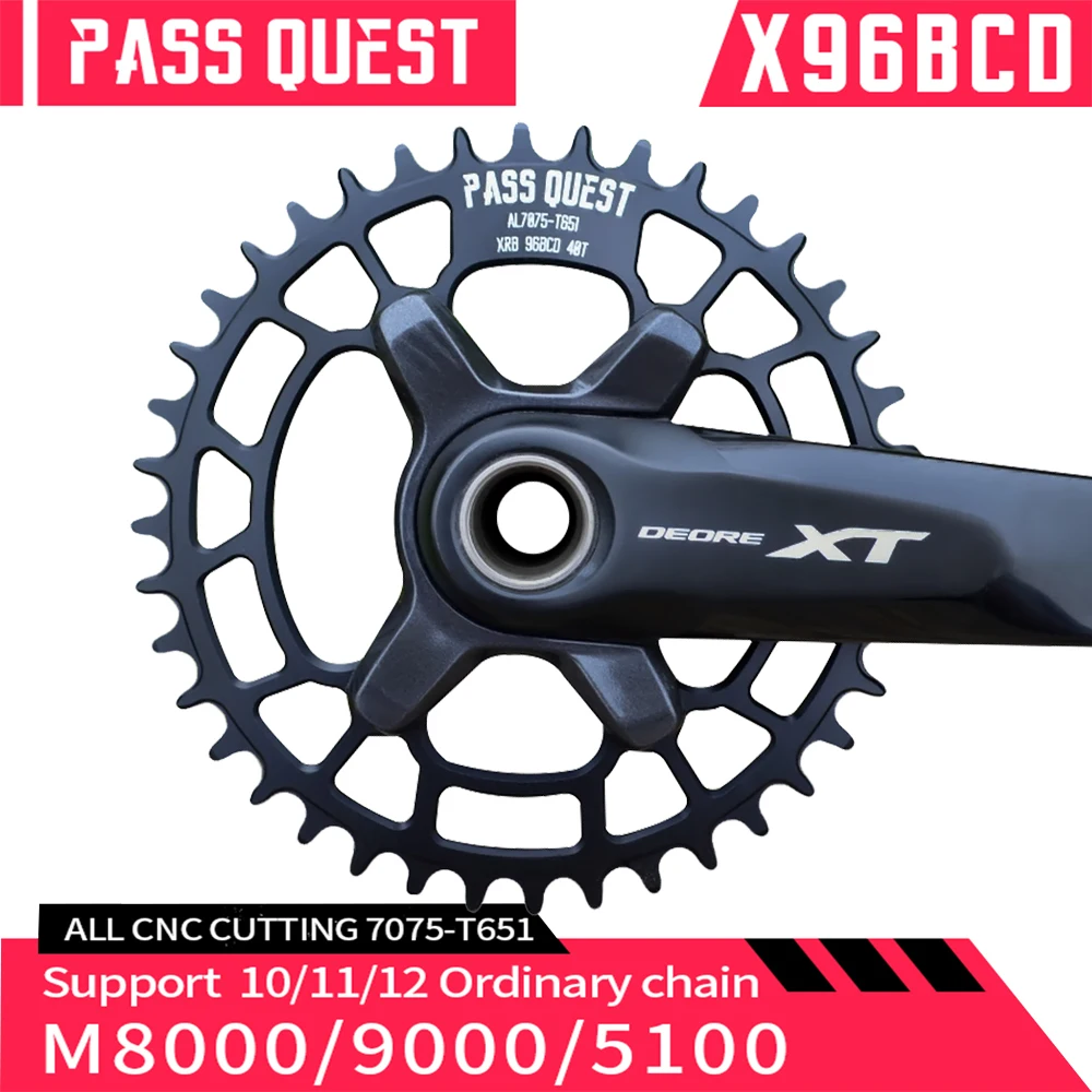 

PASS QUEST 96BCD Bicycle Chainring Narrow Wide Chainwheel Round Disc 30/32/34/36/38/40/42T for Deore XT M7000 M8000 M9000 Crank