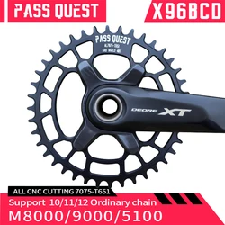 PASS QUEST 96BCD Bicycle Chainring Narrow Wide Chainwheel Round Disc 30/32/34/36/38/40/42T for Deore XT M7000 M8000 M9000 Crank