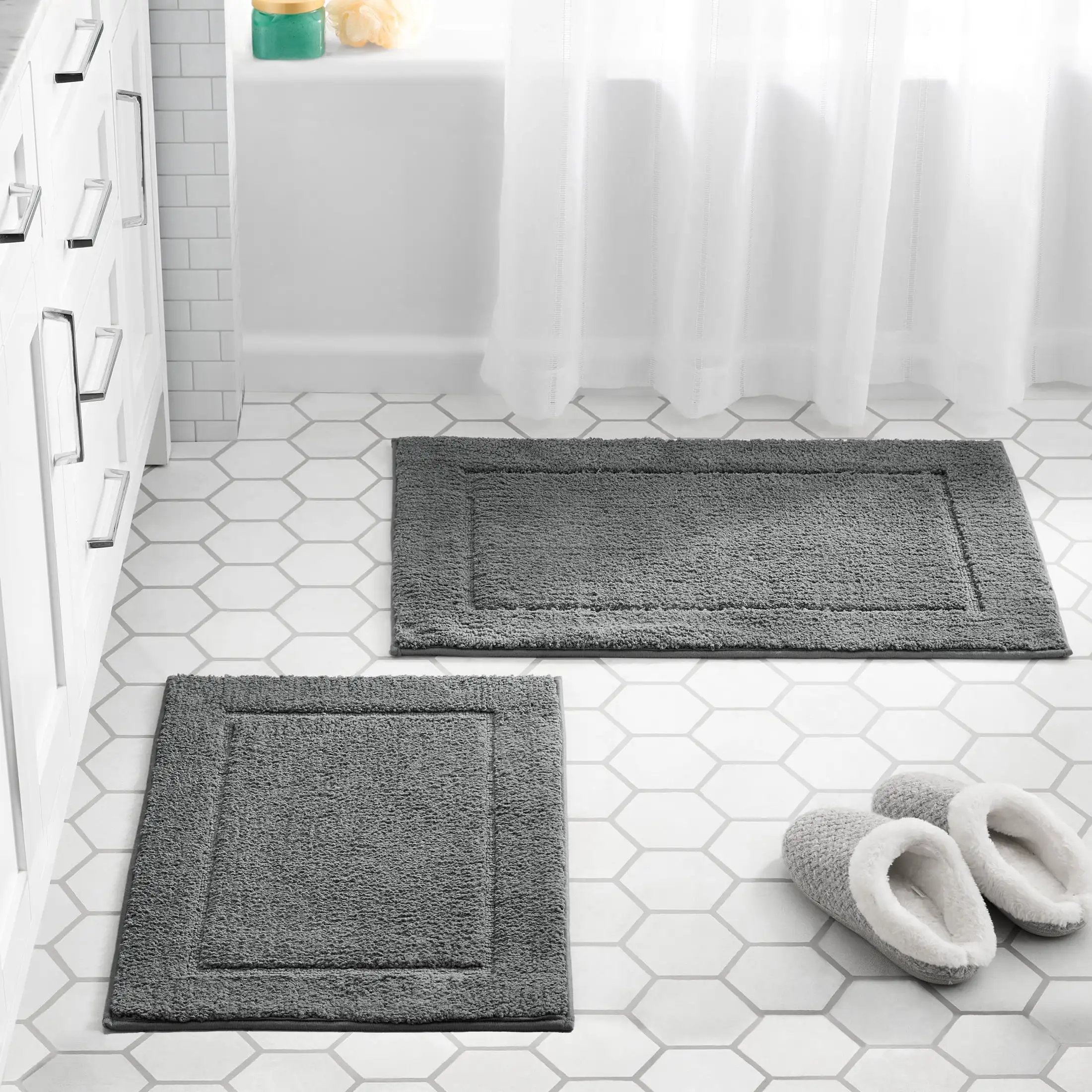 

Soft Touch Cream Polyester Tufted 2-Piece Bath Rug Set, 20 X 30 & 17 X 24