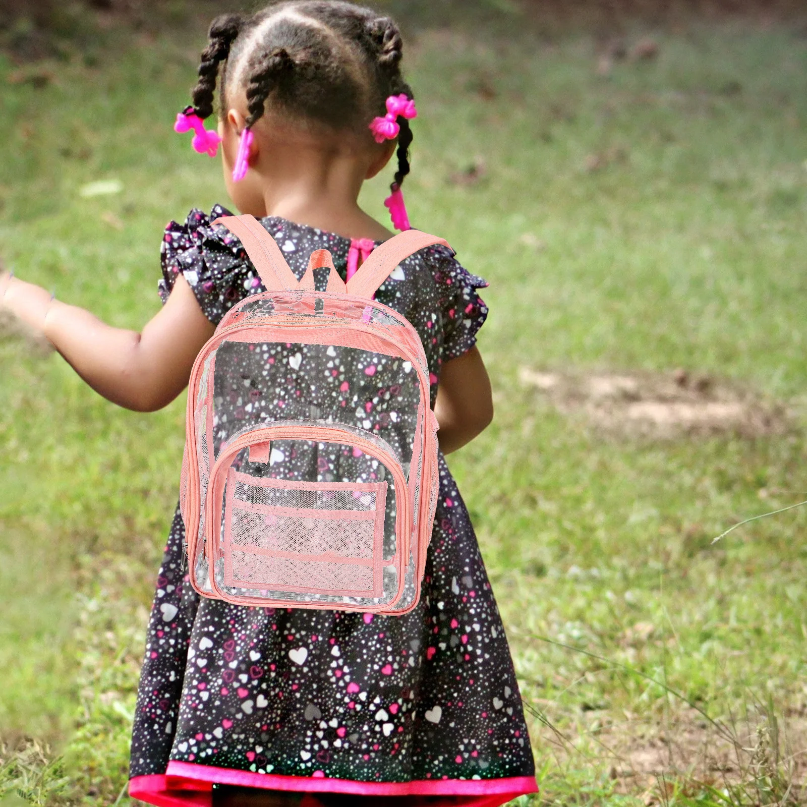 PVC Transparent Clear Backpack Large Capacity Waterproof School Bag for Girls with Comfortable Reinforced Shoulder Straps Clear