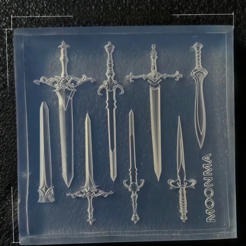 Cyberpunk Silikon-Nagelform, 3D Gewehr Schwert Axt DIY Geprägte Nagelkunst-Charms Form für UV-Harz – Detail 10