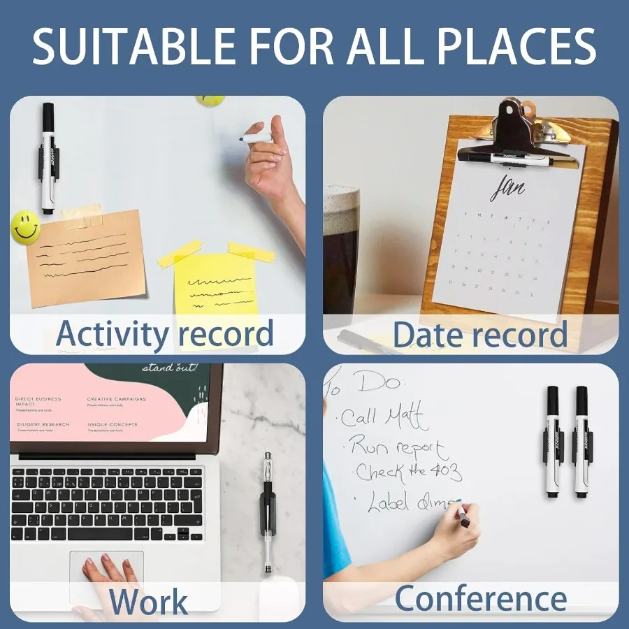 حامل قشرة لمجموعة مكتب مكونة من 20 حامل قلم لاصق مع 20 حامل قلم سيليكون مُحدث للغاية ومشبك قلم تحديد للجدران C #4