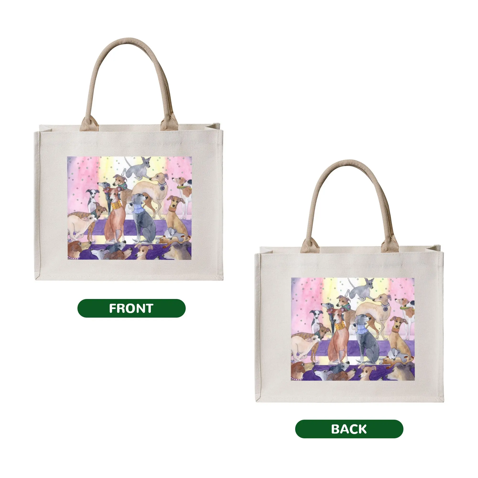 Whippets And Greyhounds Grocery Shopping Bag Custom Shopper Shoulder Tote Bag Big Capacity Portable Sighthound Dog Handbag