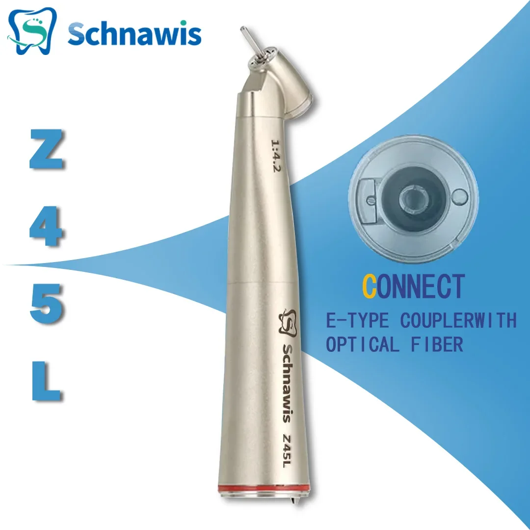 Schnawis Dental 45 Degree Surgical Handpiece Dentistry 1:4.2 Increasing Speed Red Ring Air Turbine Contra Angle Hand Piece Z45L