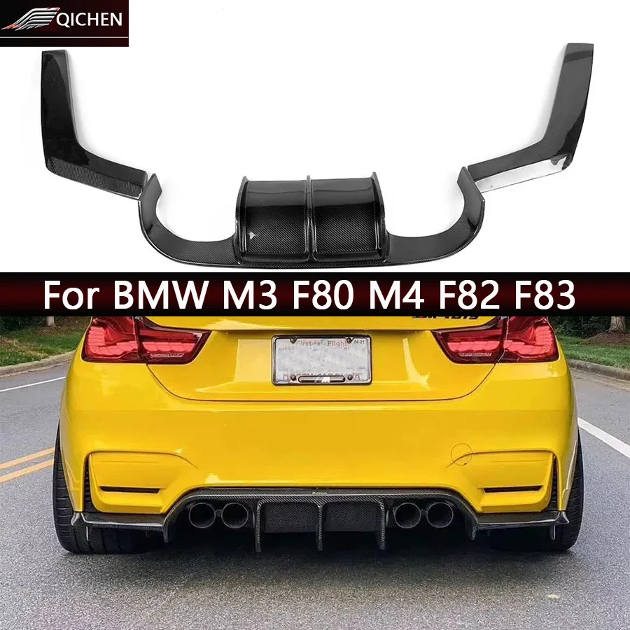 

For BMW M3 M4 F80 F82 F83 V Style Carbon Fiber Car Rear Bumper Diffuser Rear Splitters Spoiler Back lip Car Accessories body kit