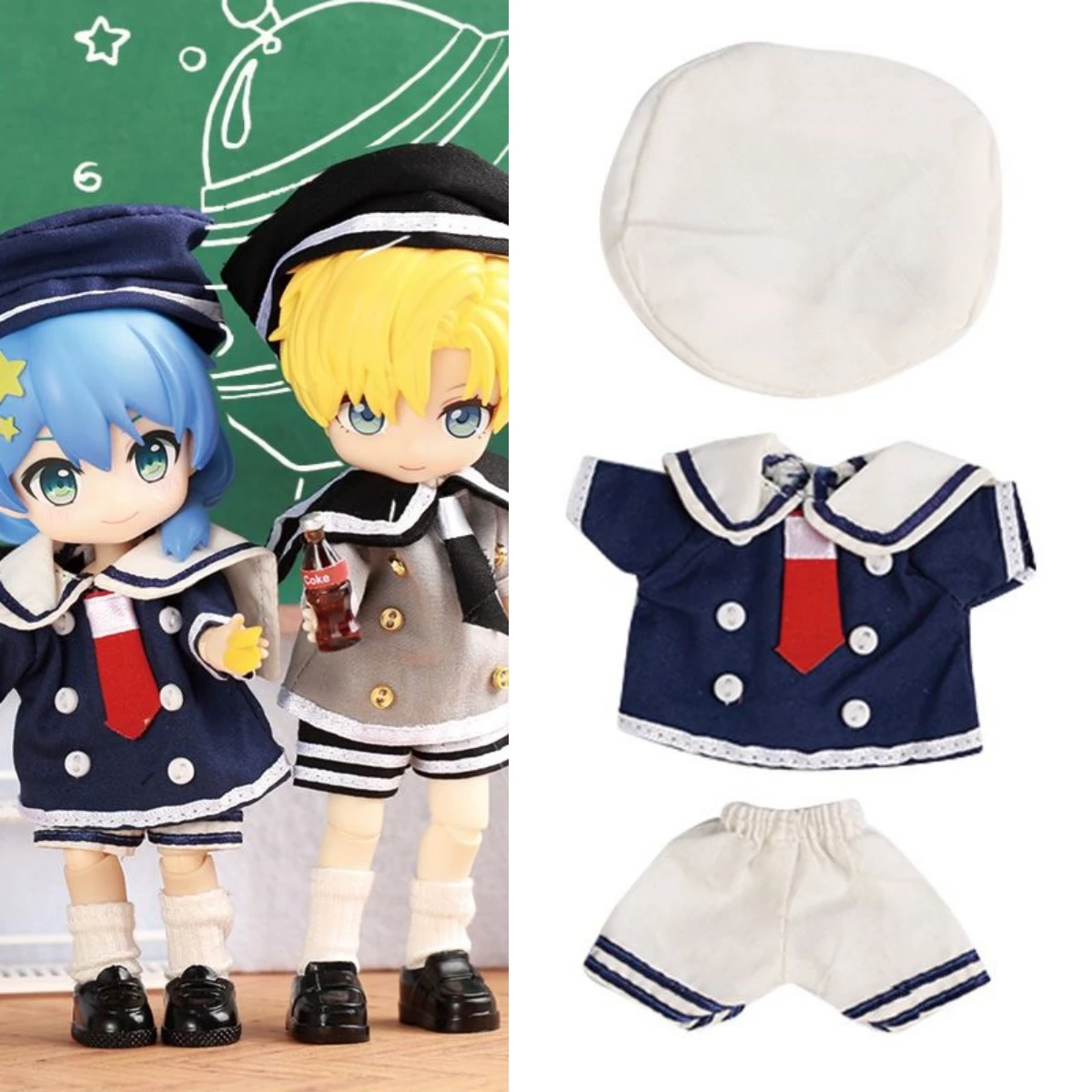 For Obitsu 11 Doll Sailor Uniform Cute Clothes Suit For OB11 Gsc 1/12 Bjd Body Doll Outfit Clothes Gift Idea