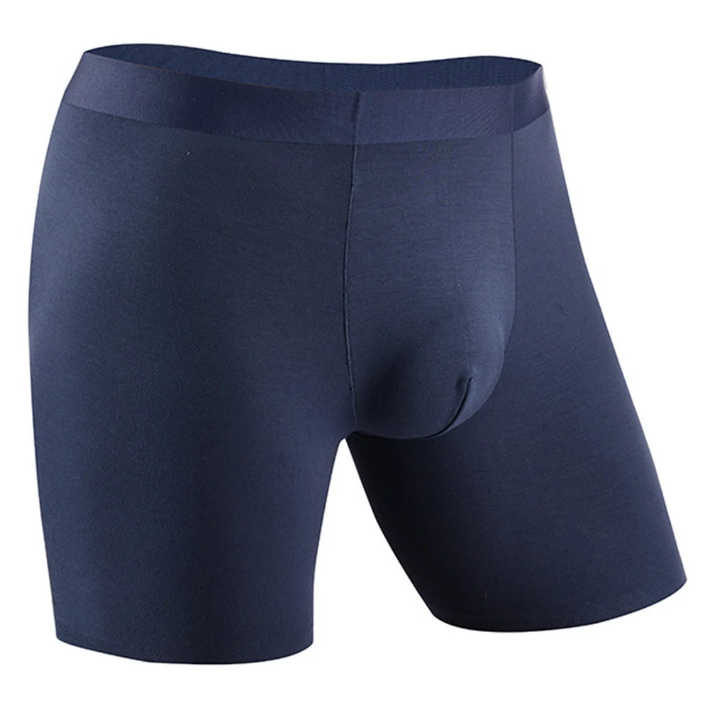 

Сексуальные мужские трусы-боксеры с выпуклым мешочком, нижние плавки, бесшовные шорты, спортивные трусы, однотонные гладкие трусики, ультратонкие эластичные трусики