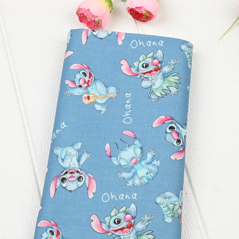 Width 1.1 Meter Cartoon Disney Stitch Cotton Fabric For Sewing Patchwork DIY Quilting Fabrics Sew Child Clothes Dress Material