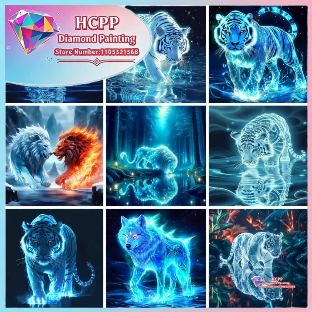 Tiger Fantasy Diamant-Malerei-Set Quadratische Runde Diamanten 5D DIY Tier-Mosaik Handgemachte Kunst Einzigartiges Exquisites Geschenk Heimdekoration