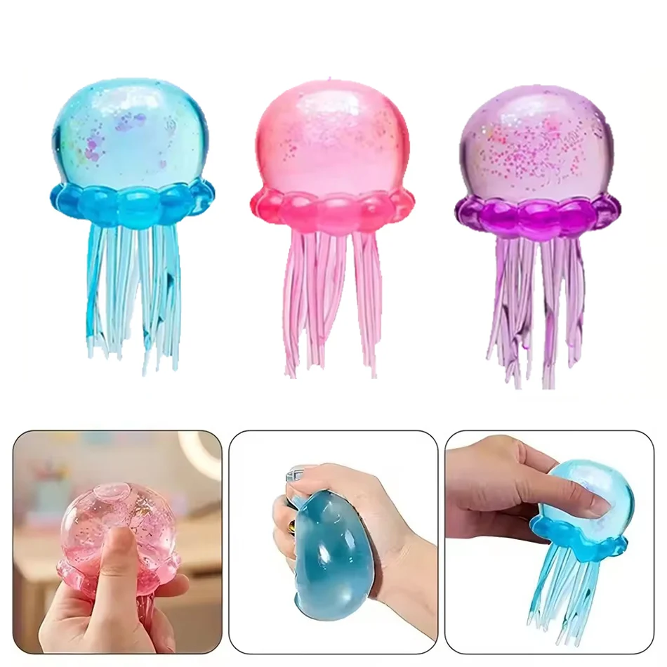 %%***Trending Nee Doh Jellyfish & Cube Squish Toy, Soft Jelly Squeeze Stress Relief Fidget Toy, Sensory NeeDoh for Kids & Adults - view 5