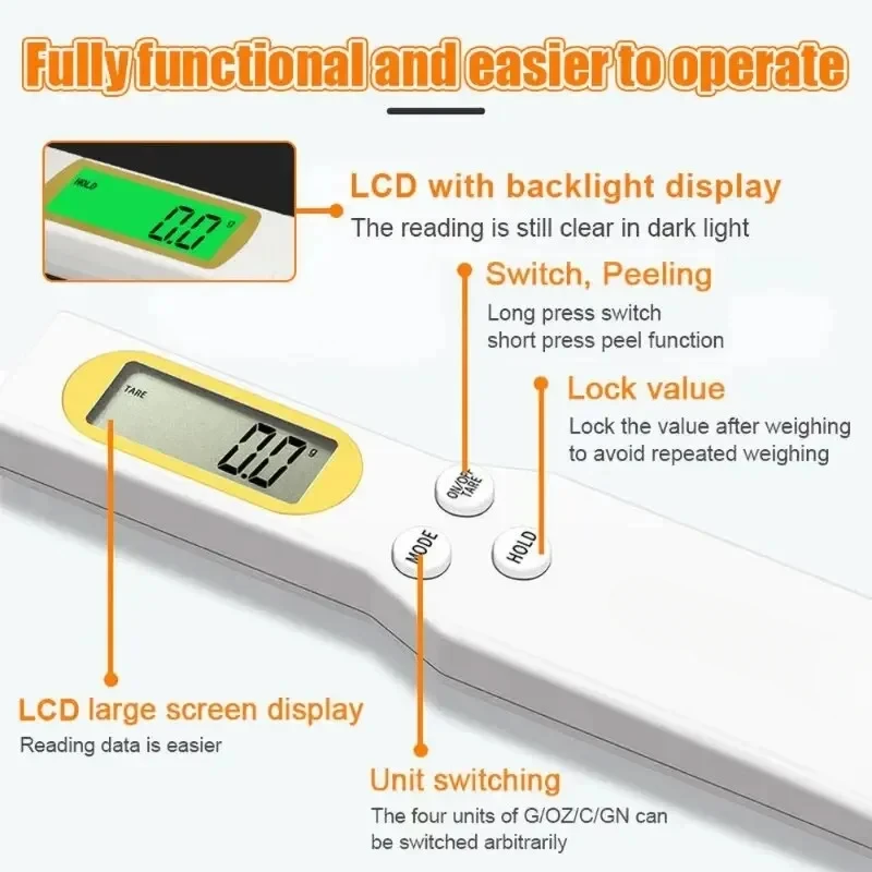 Mini waga łyżkowa cyfrowa waga kuchenna elektroniczna LCD waga spożywcza 0.1-500g pomiar wagi narzędzie kuchenne do kawy z mlekiem