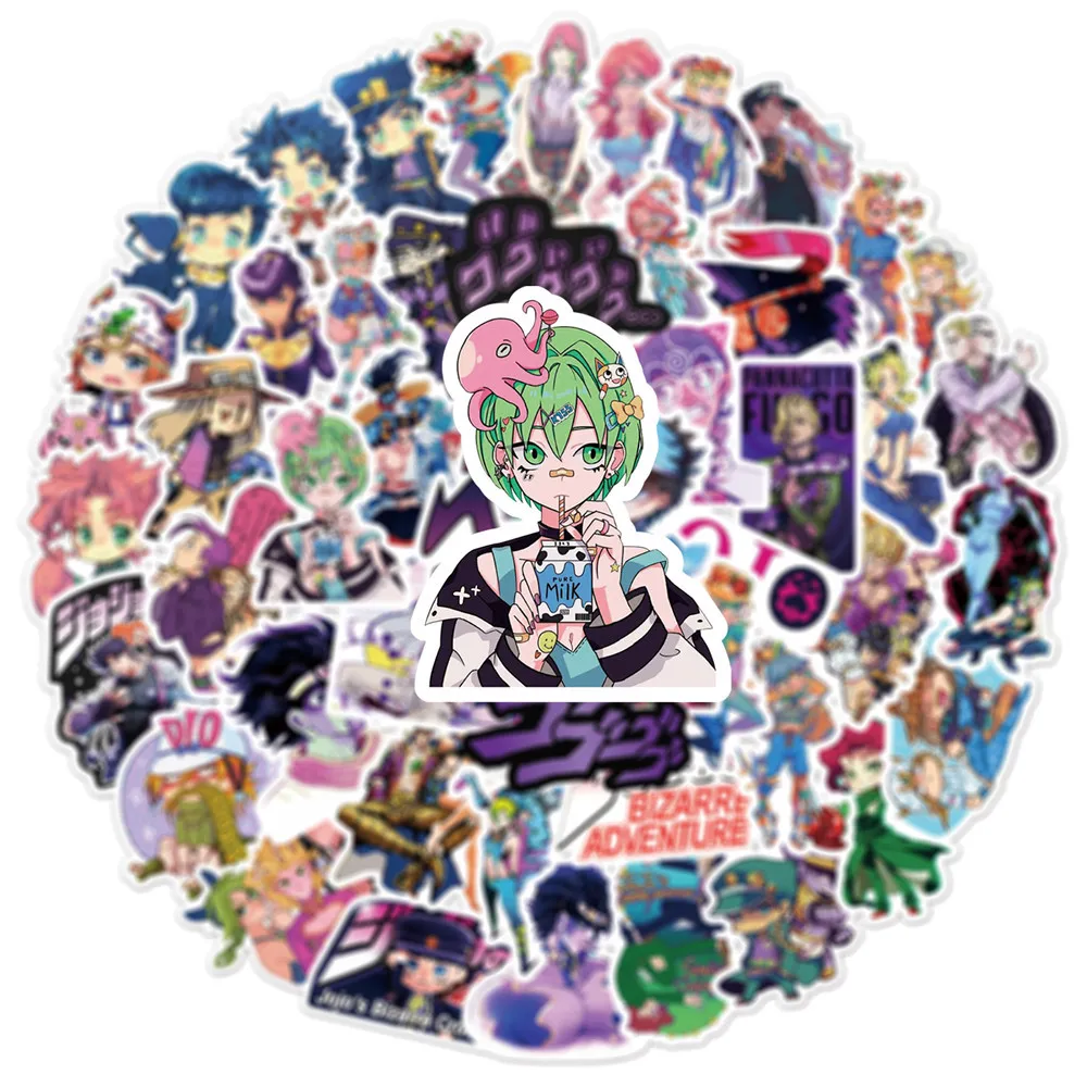 100Pcs Jojo Bizarre Adventure Cartoon Stickers Anime Decals for Skateboard Scrapbook Car Laptop Decoration Sticker Toys