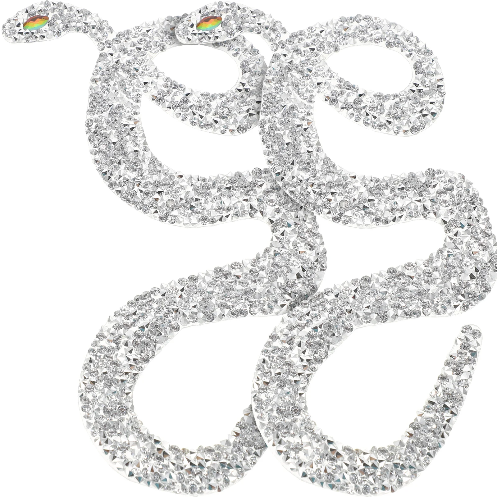 2 Pcs Sequin Jackets Snake Hot Diamond Stickers Decor Decorative Patches Coat Silver Back for Clothes