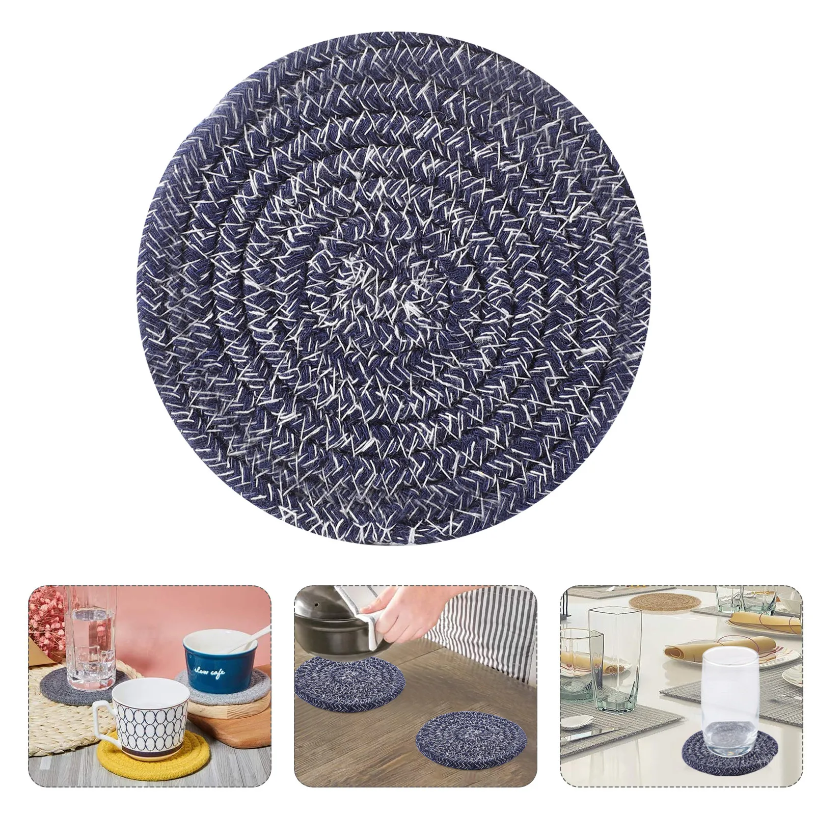 

5pcs Heat Insulation Pad Anti scald Coasters Mugs Round Dining Table Mats H made Cotton Placemat High hardness Wear resistant