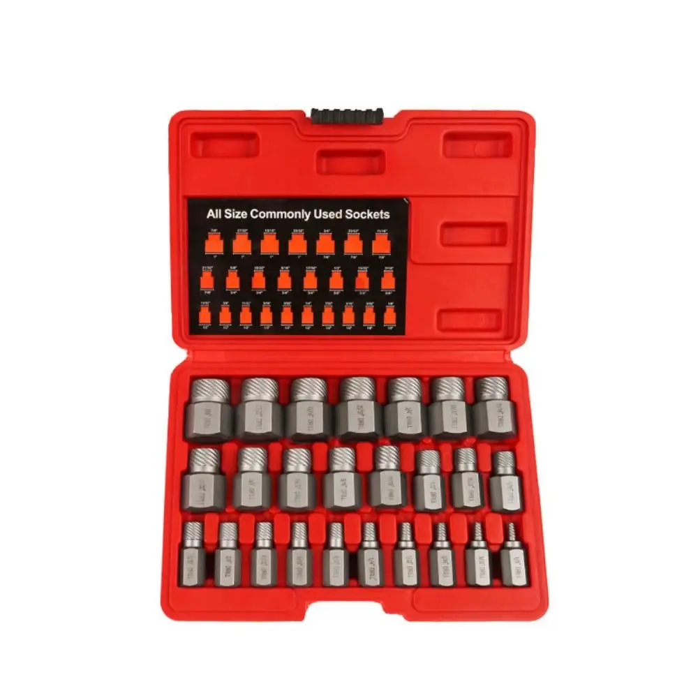 25Pcs Double Head Screw Extractor Set Multi-Spline Damaged Broken Bolt Extractor Set Hex Head Easy Out Screw Remover Set