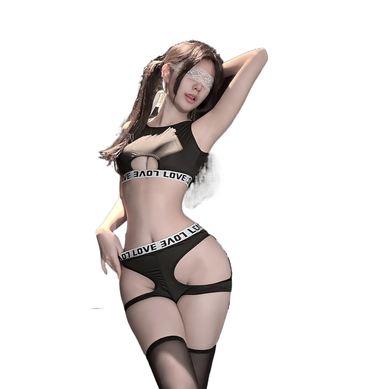 Sexy Lingerie Sexy Pure Desire Style Slim Fit Playful Young Girl Backless Yoga Outfit Hollow Out Nipple Exposing Set Lace Bodysu