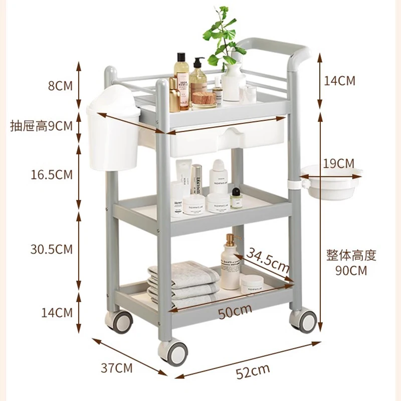 Lash Spa Tattoo Salon Trolley Hair Barber Cosmetic Rolling Salon Trolley Nails Ake Up Wozek Narzedziowy Beauty Furniture WKST