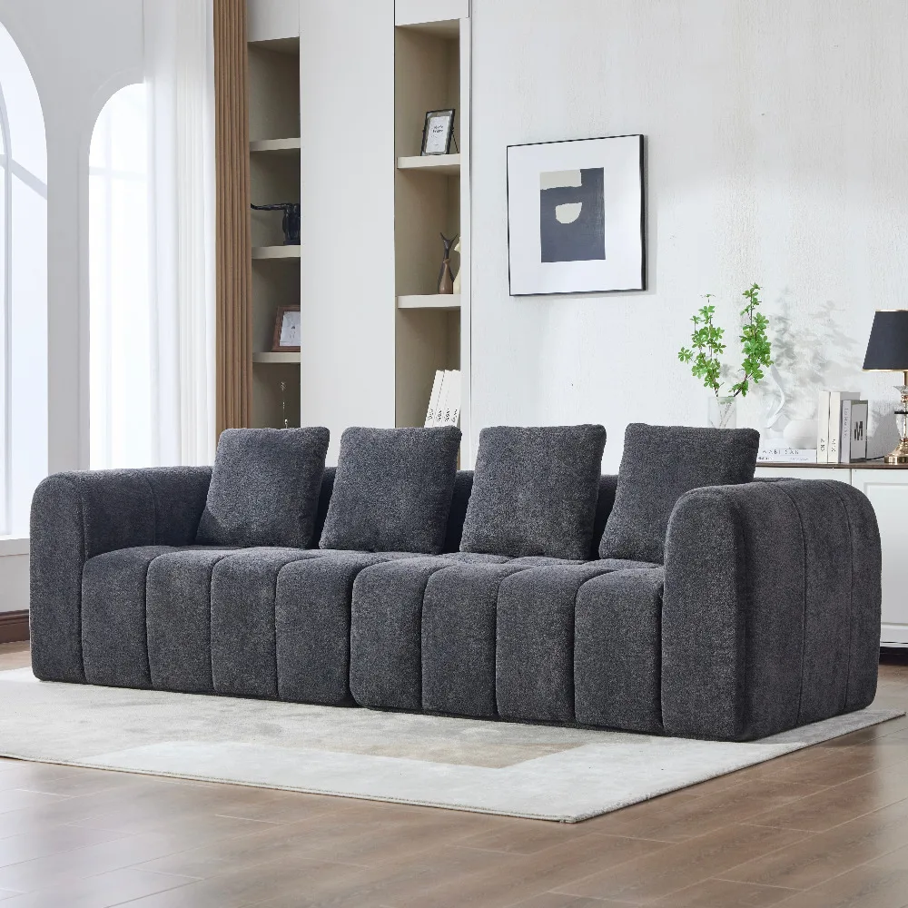 Sofá esquinero modular gris oscuro de 2 piezas, 260x94,5x80 cm, espuma de alta densidad, sin herramientas, reposabrazos de terciopelo con asiento profundo