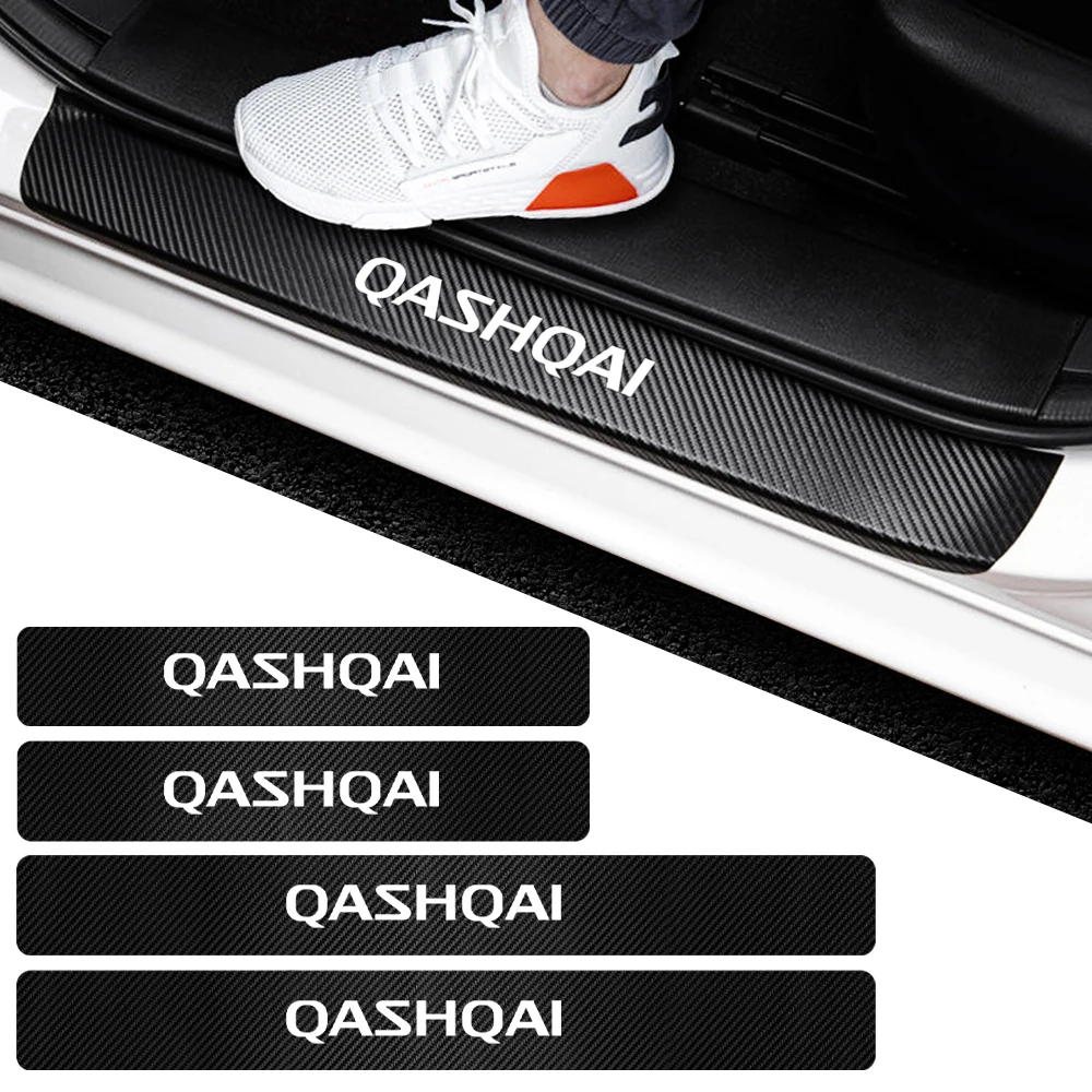 4Pcs Carbon Fiber Car Door Threshold Plate Stickers Accessories For Nissan Nismo Micra Qashqai Altima Maxima Sentra