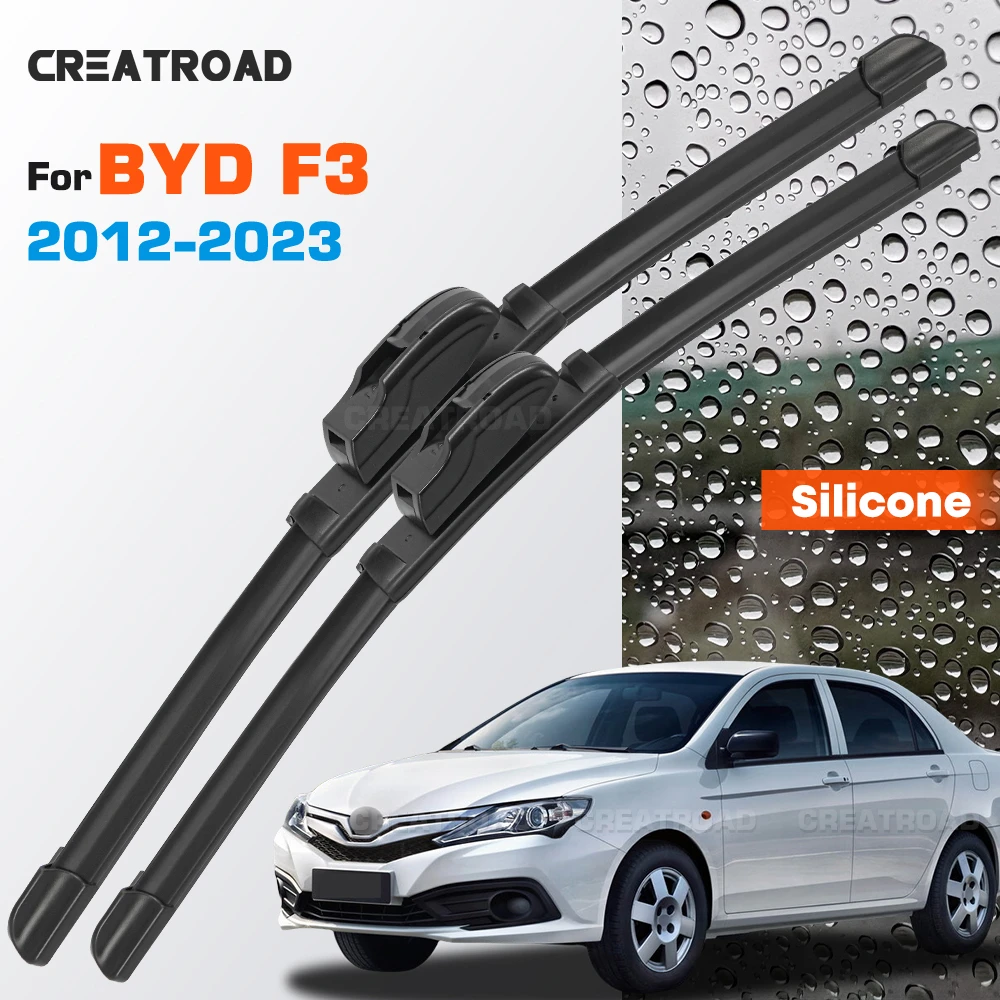 

Silicone Wiper Blades Fit For BYD F3 2012-2023 Coated Silent HD Wear-Resistant Car Windshield Wipers 22"+18"