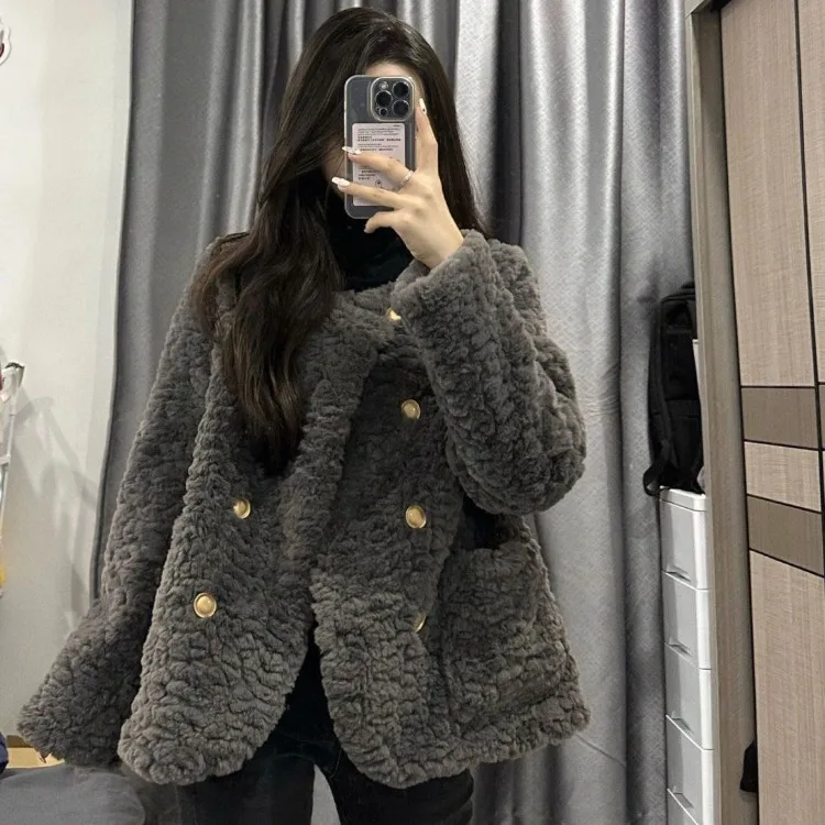 

Элегантное винтажное хлопковое пальто из овечьей шерсти Y2k E-Girl свободные топы с длинным рукавом женские осенне-зимние новые толстые теплые куртки